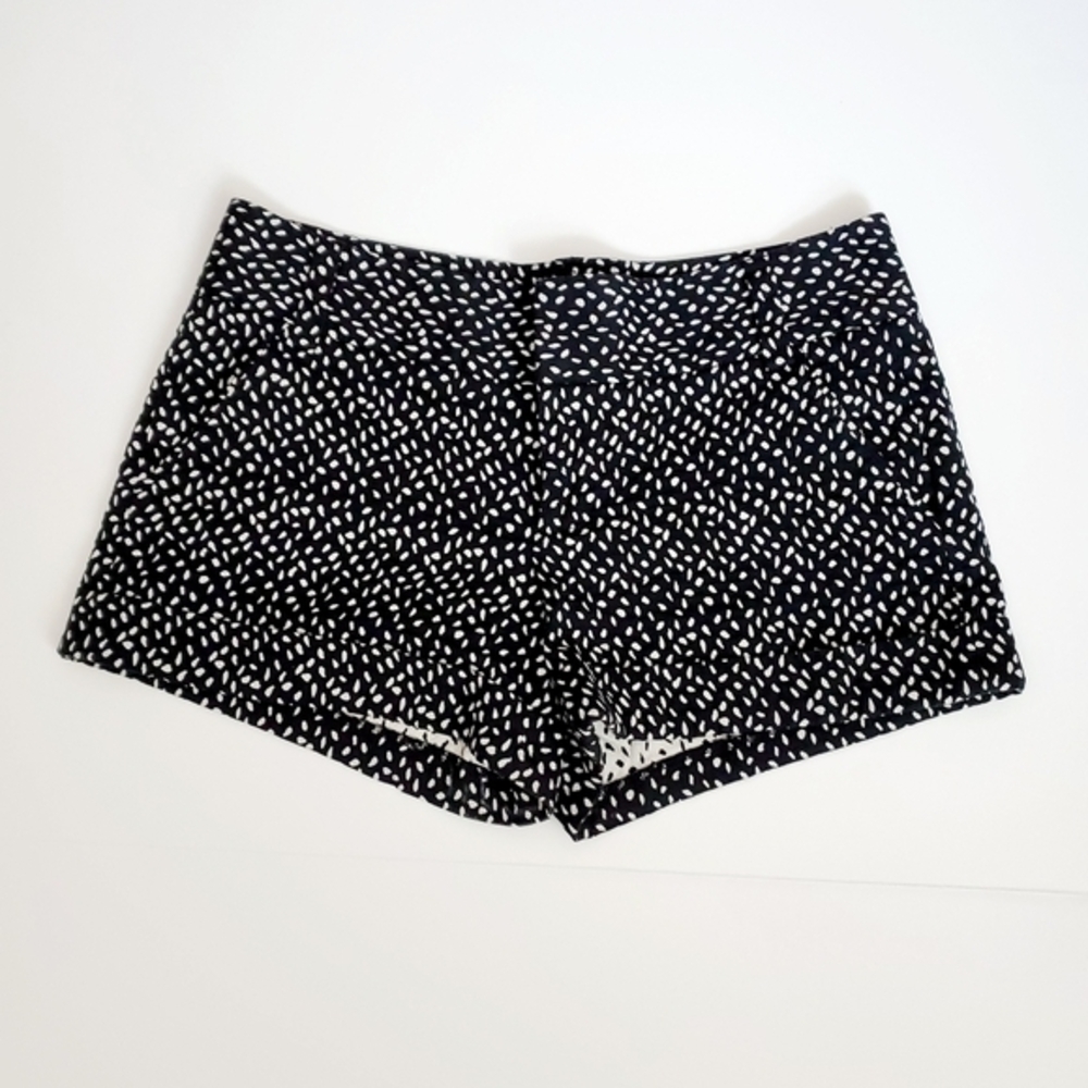 Alice + Olivia Black and White High-Waist Printed Shorts